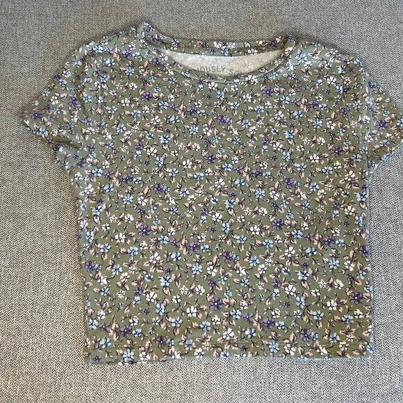 Women's Seriously Soft Baby Tee Green Floral Size XS - Picture 1 of 2